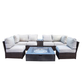 Pre-Assembled 6-Person Patio Seating Set with Cushions Durable HDPE Wicker