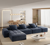 Modern Oversized Modular Sectional Sofa,Sparkling Chenille Fabric Soft Cushion Sofa with 6 Pillows,6 PCS DIY Combination Tufted Sofa,No Assembly Required,BLUE