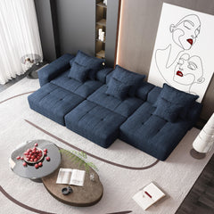 Modern Oversized Modular Sectional Sofa,Sparkling Chenille Fabric Soft Cushion Sofa with 6 Pillows,6 PCS DIY Combination Tufted Sofa,No Assembly Required,BLUE