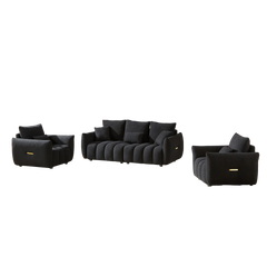 3 Seater + 1 Seater +1 Seater, Combo Sofa Modern Living Room Sofa, Teddy Sofa, Wooden Frame, 5 Cushions, Apartment Sofa Furniture