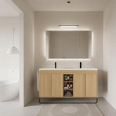 60" Freestanding Bathroom Vanity With Resin Double Sink, 4-Soft Close Door & 3-Open Storage Rack, KD-Packing, Plywood