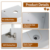32" Freestanding Bathroom Vanity With Art Ceramic Sink, and 1-Small Storage Cabinet, Soft Close Doors, Glossy White, Plywood(KD-Packing)
