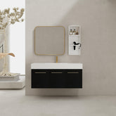48 Inch Wall-Mounted Bathroom Vanity with Sink and Storage Rack, Thick Edged Resin Basin, KD-Package