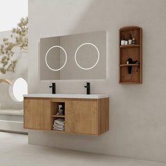 48" Wall-Mounted Bathroom Vanity With Double Sink and Storage Rack, Soft Close Doors,00612IMO-07248IMOX Combination Cabinet(KD-Packing)