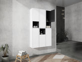 12" Bathroom Side Cabinet,6-Soft Close Doors,Float Mounting Design,0112WH*3-0212WH-K*3(KD-Packing)