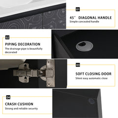24'' Floating Wall-Mounted Bathroom Vanity With Ceramics Sink & Soft-Close Cabinet Door, KD-Package