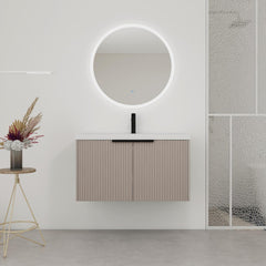 36" Wall Mounted Bathroom Vanity with Resin Sink & 2 Soft-Close Doors (KD-Packing)