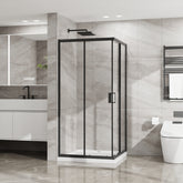 Goodyo Shower Enclosure 36 in.D x 36 in. W x 72 in. H, Corner Shower Door with 1/4 in. Clear Tempered Glass, Sliding Opening, Black Finish Aluminum Framed