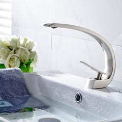 Brushed Nickel Bathroom Faucet,Faucet for Bathroom Sink, Single Hole Bathroom Faucet Modern Single Handle Vanity Basin Faucet
