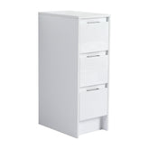 12" Freestanding Bathroom Storage Cabinet, 3-Soft Close Drawer, Glossy White,(KD-Packing)
