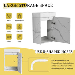 16'' Floating Wall-Mounted Bathroom Vanity with Ceramic Sink & Soft-Close Cabinet Door, For Small Bathroom