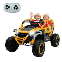 Ride on Models Truck Car 12V Kids Electric Vehicles, Remote Control, Front & Rear Shock Suspension, 2 Seater UTV, Flashlights and a built-in music player, For Age 3-6 Years Old (Yellow)