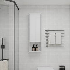 12" Bathroom Wall Cabinet, Soft Close Doors, Float Mounting Design,Glossy White,(KD-Packing)