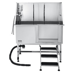 50 Inch Dog Grooming Bath Tub Stainless Steel w Stairs Water Filter