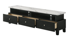 1pc Modern Sleek White Finish Faux Marble Accents Silver-tone Legs TV Stand Console Living Room Furniture