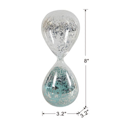 Set of 2, 3.2x3.2x8" Peleus 30-Minute Silvered Hourglass, Jade Sand