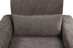 Rossa 38.5"W Gray Chenille Chair with Metal Legs and Throw Pillow