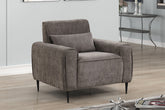 Rossa 38.5"W Gray Chenille Chair with Metal Legs and Throw Pillow