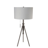 Vintage Look 1pc Floor Lamp Brushed Steel Tripod Legs Unique Lamp Pull Switch 32"H
