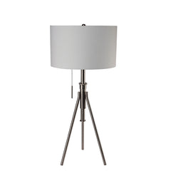 Vintage Look 1pc Floor Lamp Brushed Steel Tripod Legs Unique Lamp Pull Switch 32"H