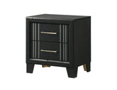 1pc Contemporary Two-Drawers Nightstand Bed Side Cabinet Wooden Furniture Charcoal Color