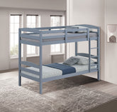 Twin Over Twin Bunk Bed Arch Design Gray Finish
