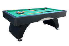 7 ft Pool Table with Black Thin Finish - Billiards Game Room Table for Adults & Family, Home, Dining, or Living Room,Includes Cue Sticks, Billiard Balls