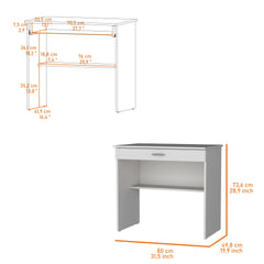 Kaylor Storage Desk, Modern Design with Drawer and Shelf