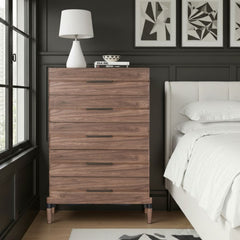 Tranquility Five Drawer Chest, No Assembly Required, Walnut Finish
