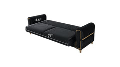 Melody Modern Contemporary Velvet Upholstered 2PC(Sofa + Loveseat) Sleeper Convertible made with wood and Iron in Black(NJ INVENTORY)