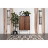 Washoe Walnut and Black 2-door Bar Cabinet