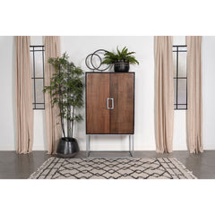 Washoe Walnut and Black 2-door Bar Cabinet