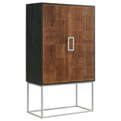 Washoe Walnut and Black 2-door Bar Cabinet