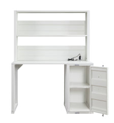 White 1-Door Writing Desk with Hutch