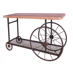 Oak and Antique Grey Sofa Table with Bottom Shelf