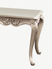 Traditional Style 1pc End Table Curved Legs Carved Detail Design Gold Highlight Champagne Finish