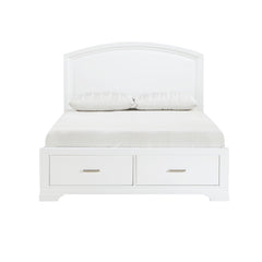 Modern White Finish Queen Platform Bed with Footboard Storage Transitional Bedroom Furniture 1pc