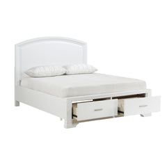 Modern White Finish Queen Platform Bed with Footboard Storage Transitional Bedroom Furniture 1pc