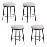 24.75'' Modern Counter Stools Set of 4,White Counter Stools with iron Frame,Sponge cushion,Footrest,suitable for Kitchen/Bedroom/Dining Room.
