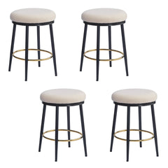 24.75'' Modern Counter Stools Set of 4,White Counter Stools with iron Frame,Sponge cushion,Footrest,suitable for Kitchen/Bedroom/Dining Room.