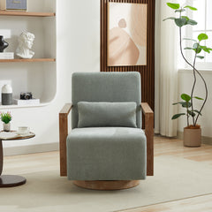 29.72"W Swivel Modern Upholstered Accent Chair with Solid Wood Armrests and 360 Degree Comfy Lounge Reading Chair, Side Armchair for Hotel, Bedroom, Living Room, Office, and Nursery Room,Pale Green