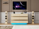 Fluted 6 Drawers Dresser ,Double Dresser Chest of Drawers, 47.24" Modern Chest of Drawers with LED ,Drawer Organizer for Bedroom, Living Room, Hallway