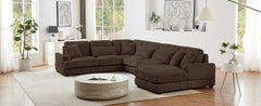 129" Oversized Sectional Sofa U-shaped Sofa Couch Modern Sofa Upholstered in Soft Corduroy with a Chaise Lounge for Living Room, Brown