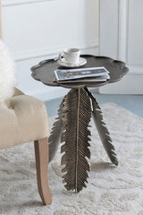 16.9x16.9x19.7 Leaf Side Table, Silver Antique Finish