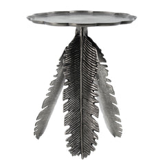 16.9x16.9x19.7 Leaf Side Table, Silver Antique Finish