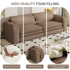 93" King Size Sleeper Sofa Bed, Pull Out Sofa Bed, 3 in 1 Convertible Sleeper Sofa, Chaise Lounge,3 Seat Teddy Couch with 2 Lumbar Pillows for Living Room,Studies