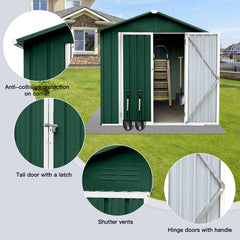 Outdoor storage sheds 6FTx4FT Apex roof Green+White