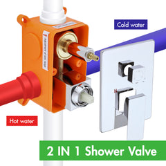 Shower System with 10 Inch Rain Shower Head and Handheld Wall Mounted and Down Sprayer,High Pressure Rainfall Shower Faucet Fixture Combo Set with 2 in 1 Handheld Showerhead for Bathroom, Chrome