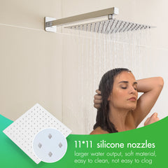 Shower System with 10 Inch Rain Shower Head and Handheld Wall Mounted and Down Sprayer,High Pressure Rainfall Shower Faucet Fixture Combo Set with 2 in 1 Handheld Showerhead for Bathroom, Chrome