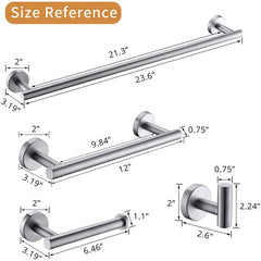 4-Pieces Brushed Nickle Bathroom Accessories Set, Stainless Steel Bathroom Hardware Set, Bath Towel Bar Set, Towel Racks for Bathroom Wall Mounted.